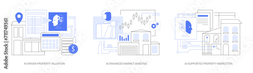 AI Technology in Real Estate abstract concept vector illustrations.