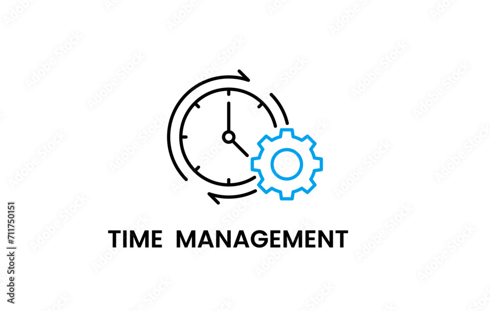 Time management icon. Simple vector outline time management icon editable stroke. Time management icon. Simple vector outline time management icon editable stroke.