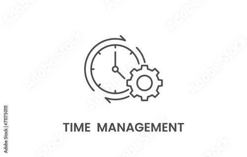 Time management icon. Simple vector outline time management icon editable stroke. 