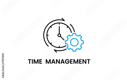 Time management icon. Simple vector outline time management icon editable stroke. 