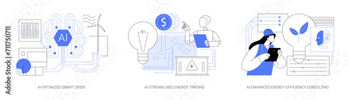 AI in Energy supply abstract concept vector illustrations.