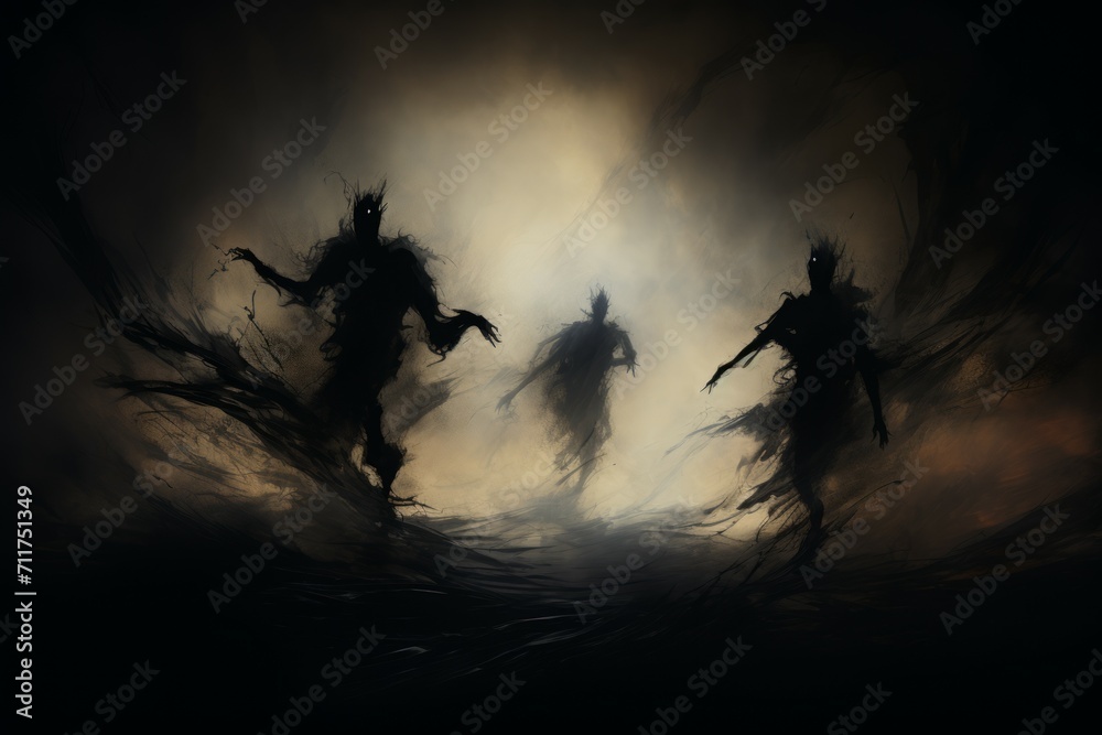 Fototapeta premium Elusive shadow walkers, slipping through the darkness and leaving no trace behind - Generative AI