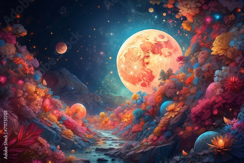 colorful moon illustration