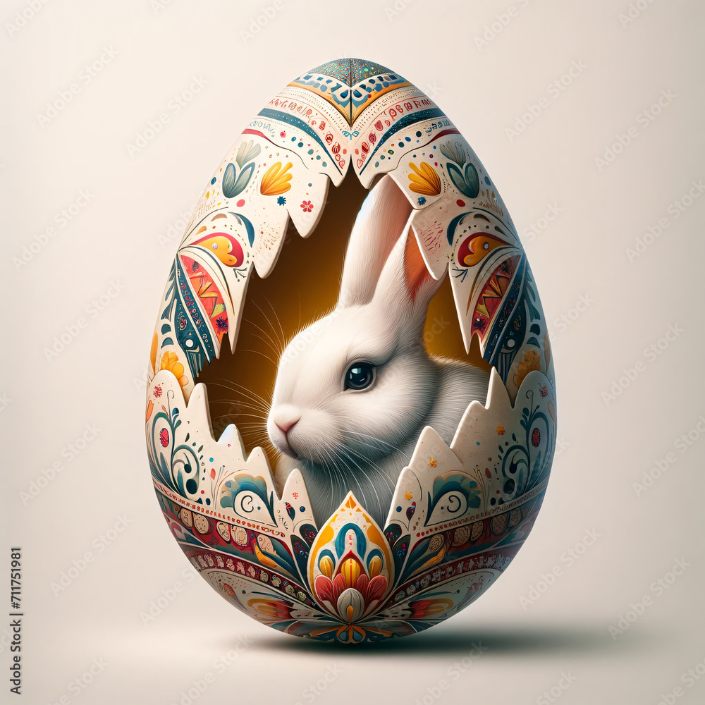 Œuf De Pâques 3D Avec Lapin à L'intérieur – Décoration Féérique Impression 3D, 8,3 Cm, Cadeau Printanier Pour Bureau Et Maison