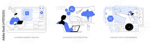 AI Technology in Entertainment abstract concept vector illustrations.