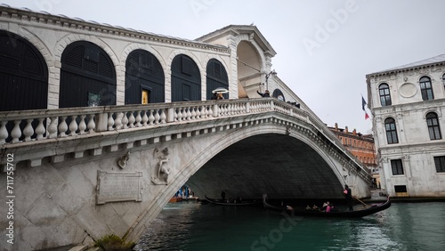 Venice Rialto bridge with gondola