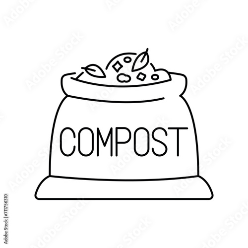 Bag of compost color line icon. Composting. Vector isolated element.