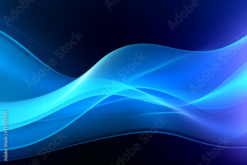 AI generated illustration of abstract blue and black waves on a black background