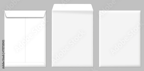 realistic office manila envelope over gray background document folder