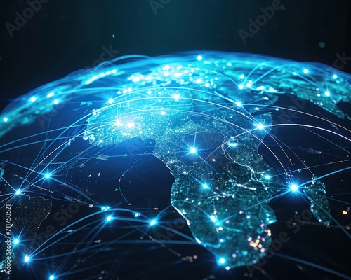 visualization of world wide global data exchange - ai-generiert