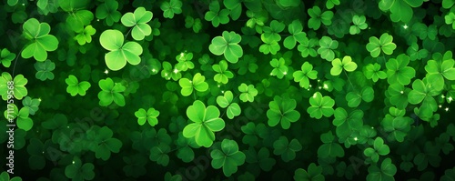 Saint Patrick's Day background made of vivid shamrocks with empty copy space Generative Ai