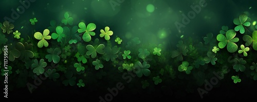 Saint Patrick's Day background made of vivid shamrocks with empty copy space Generative Ai photo