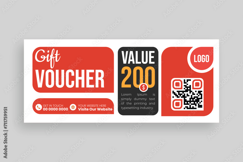 Gift Voucher template design sale coupon code promotion.