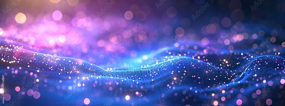 Graphic design background of tech scene or neon light blue beige tone. AI generated illustration - obrazy, fototapety, plakaty 