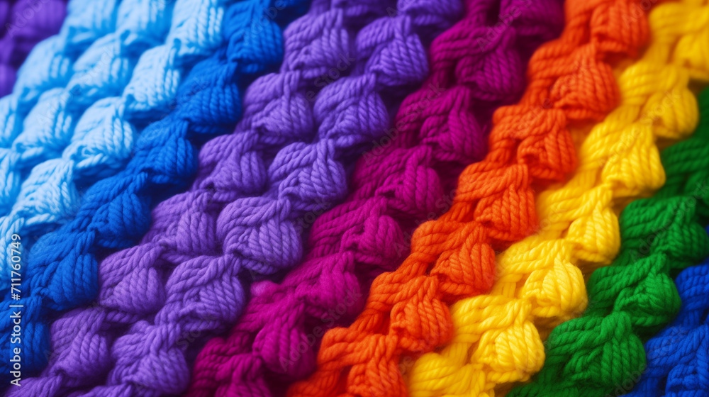 LGBT rainbow colors crocheted.