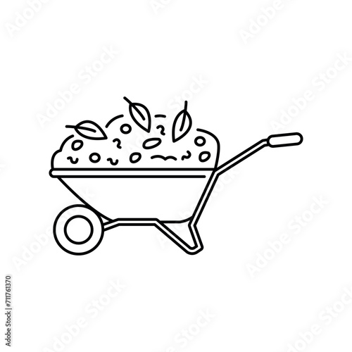 Wheelbarrow of compost color line icon. Composting. Vector isolated element.