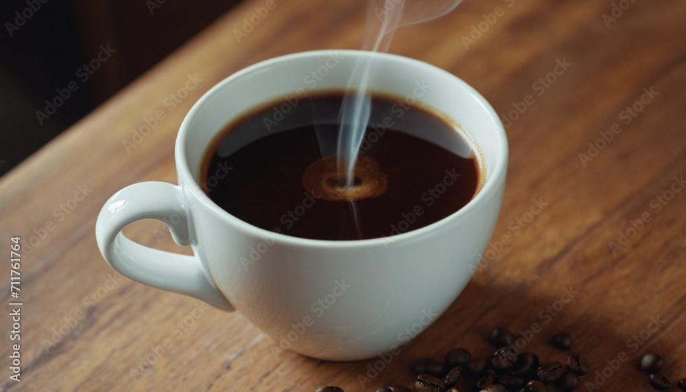 Cup of coffee on a wooden table generated by AI Cup of coffee on a wooden table generated by AI