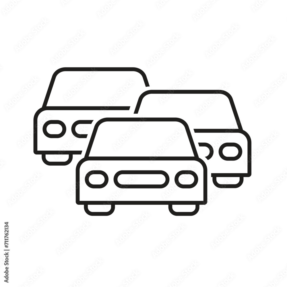 Traffic jam icon, isolated on white background, vector illustration