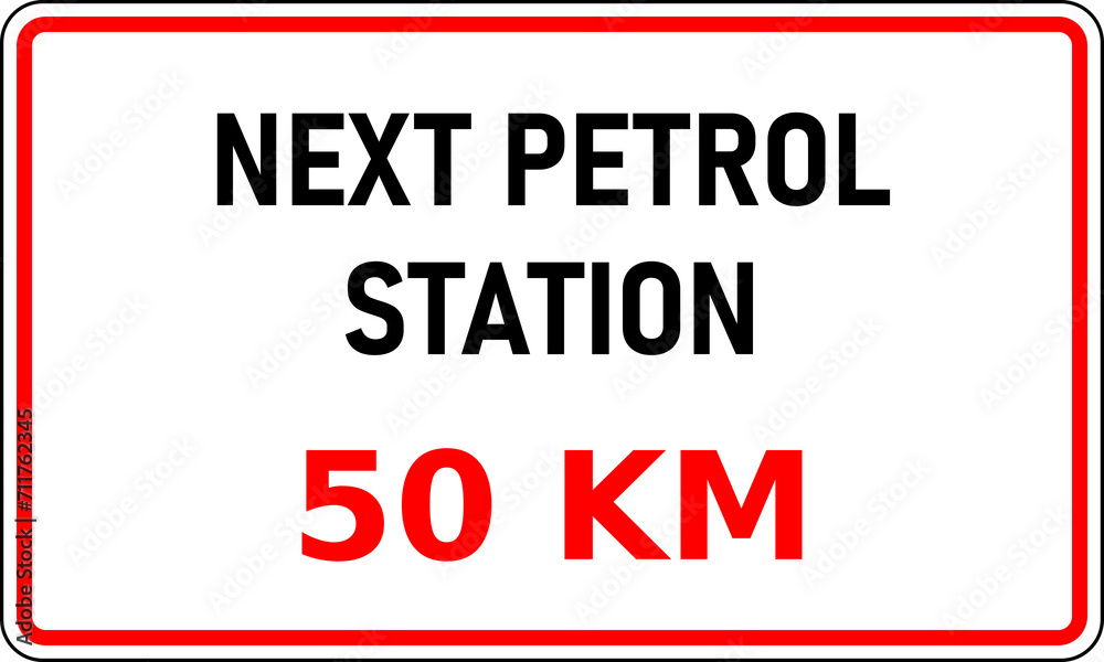 Transparent PNG of road sign showing the next internal combustion (ice) fuel station is 50 kilometers away. This information would be useful in reducing range anxiety Transparent PNG of road sign showing the next internal combustion (ice) fuel station is 50 kilometers away. This information would be useful in reducing range anxiety