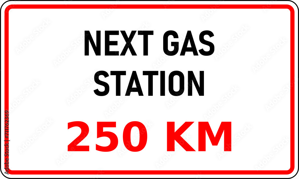 Transparent PNG of road sign showing the next internal combustion (ice) fuel station is 250 kilometers away. This information would be useful in reducing range anxiety Transparent PNG of road sign showing the next internal combustion (ice) fuel station is 250 kilometers away. This information would be useful in reducing range anxiety