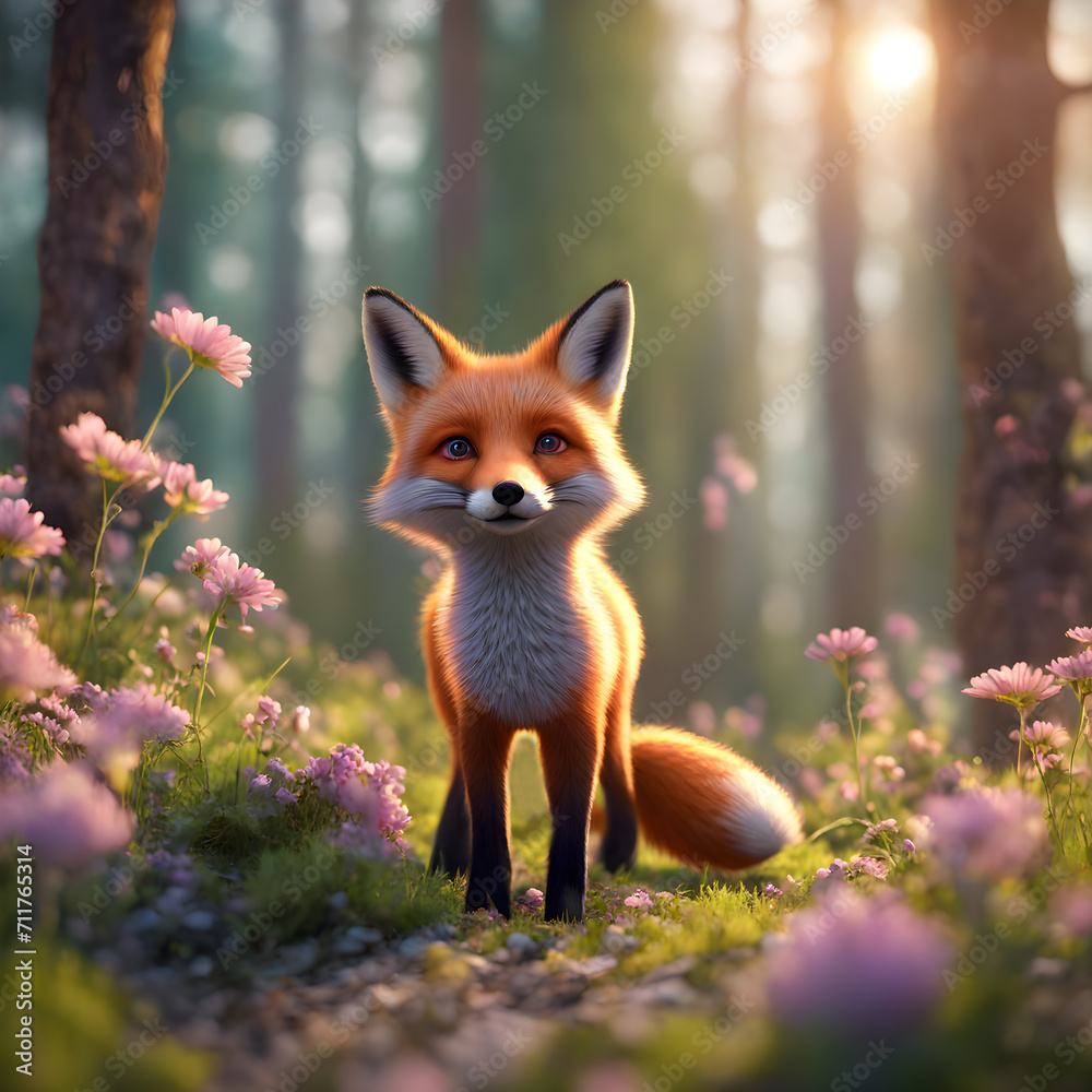 Little fox in the forest