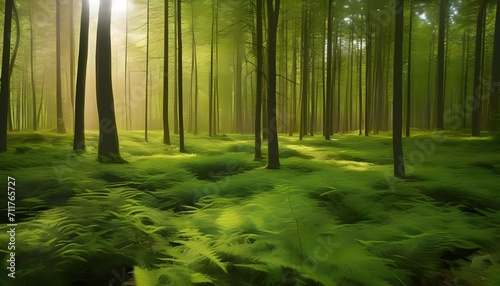 green forest in the morning