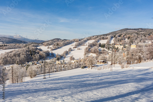 Beautiful winter landscape with snow covered trees