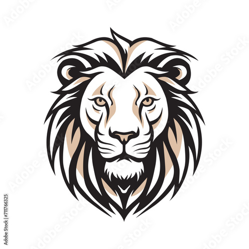 Lion king head logo tattoo symbol. Face of a lion. line art illustration