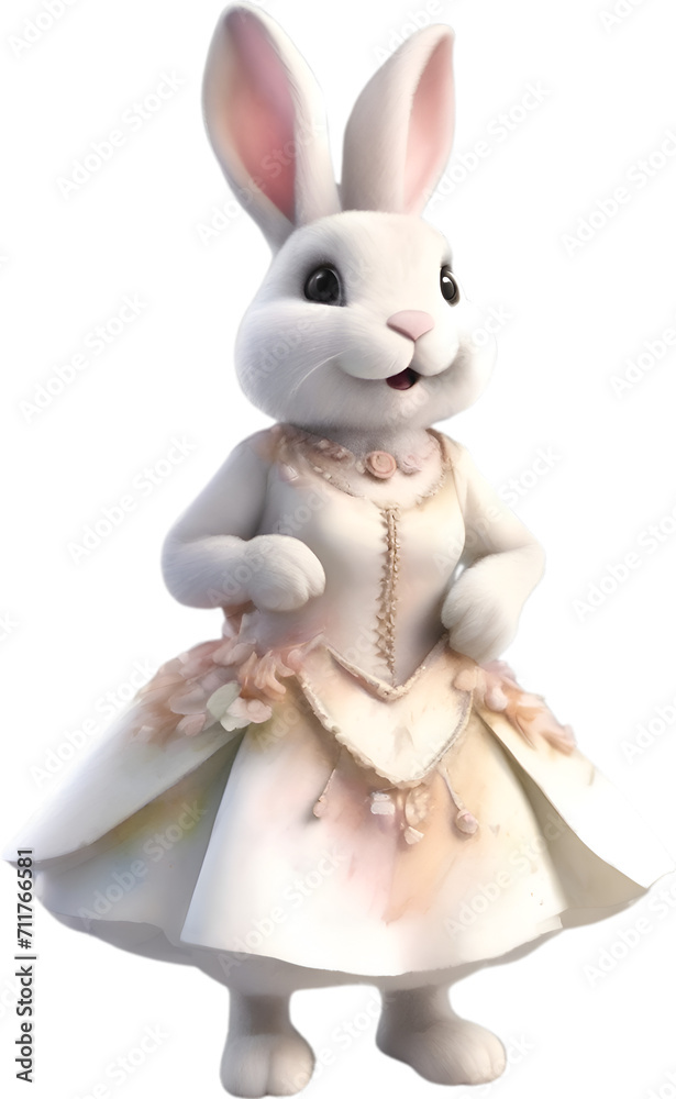 Watercolor of a cute cartoon rabbit in a bride costume. Watercolor of a cute cartoon rabbit in a bride costume.