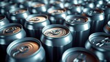 aluminum cans with carbonated water, energy drinks or beer. Rotation video    