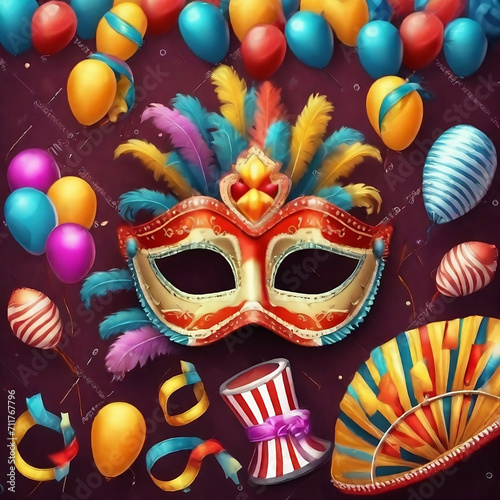 carnival mask isolated on white,generative ai