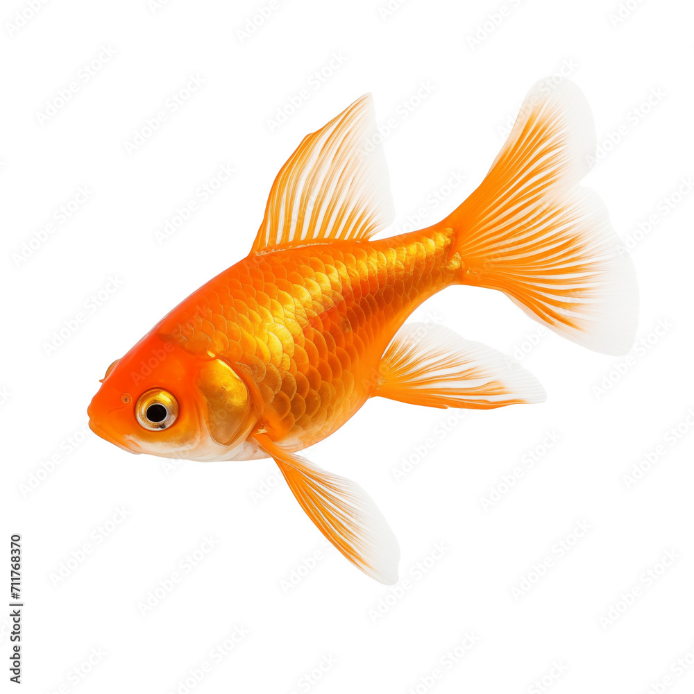 Goldfish isolated on transparent and white background. Generative ai