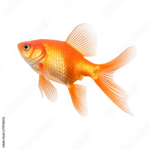 gold fish isolated on transparent and white background. Generative ai