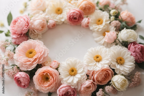 circle shaped wreath of flowers 