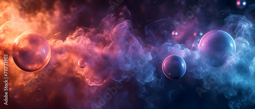 A mesmerizing display of vibrant hues and swirling orbs, evoking the vast expanse of the universe