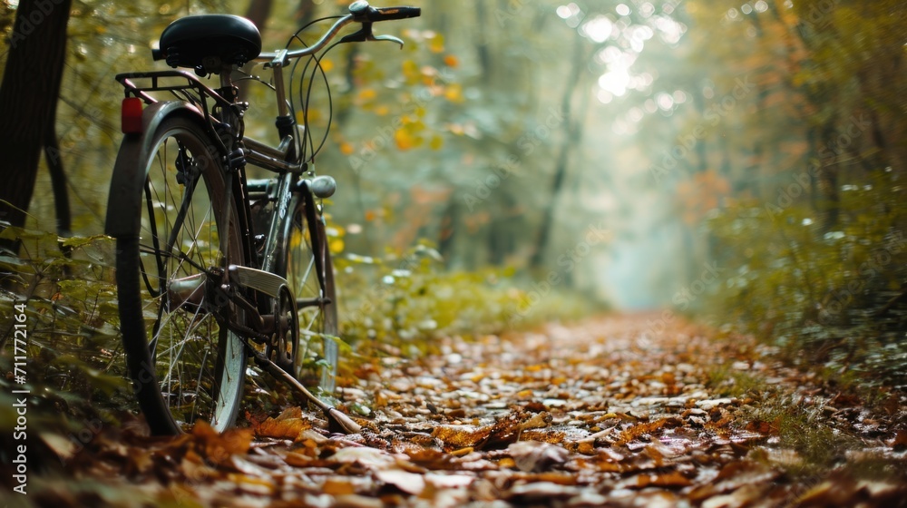 Fototapeta premium bicycle in a forest generative ai