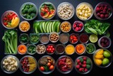 Assorted Fruits and Vegetables in Plastic Containers, A Wide Variety of Fresh Produce, Healthy eating concept portrayed through an assortment of healthy food in plastic containers, AI Generated