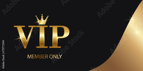 Vector VIP member card, black, with crown and glitter effect. Premium quality premium class invitation card poster..