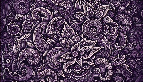 purple batik pattern with flowers