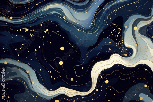 Pearl magic starry night. Seamless vector pattern with stars texture marble