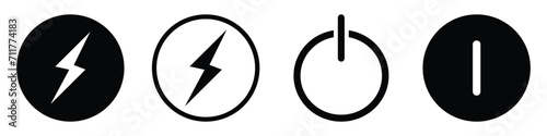 set of power icon. on off buttons. vector illustration on transparent background. photo
