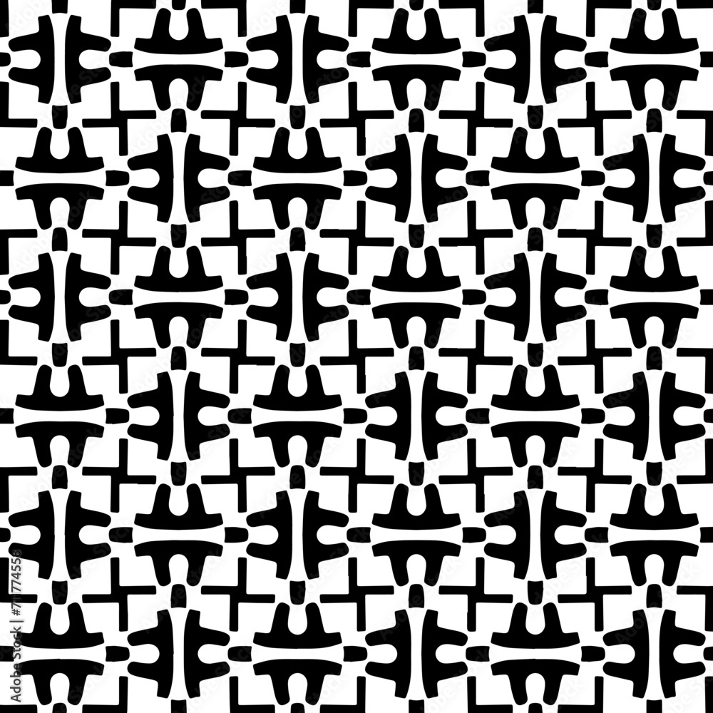 Abstract black figures on a whire background. Seamless texture for fashion, textile design, on wall paper, wrapping paper, fabrics and home decor. Simple repeat pattern. Abstract black figures on a whire background. Seamless texture for fashion, textile design, on wall paper, wrapping paper, fabrics and home decor. Simple repeat pattern.