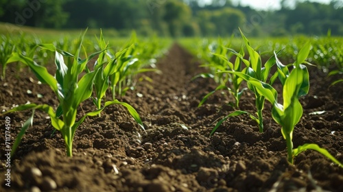 Time Lapse  Rows of corn plants germinate and grow in a field   