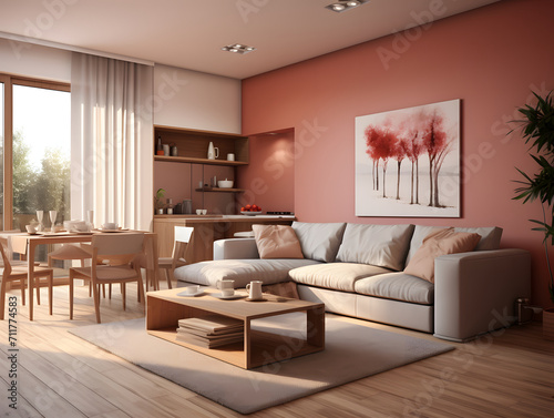 Modern living room is furnished and well decorated © tanjidvect