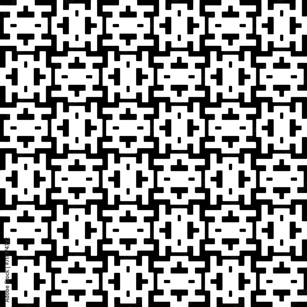 Abstract black figures on a whire background. Seamless texture for fashion, textile design, on wall paper, wrapping paper, fabrics and home decor. Simple repeat pattern. Abstract black figures on a whire background. Seamless texture for fashion, textile design, on wall paper, wrapping paper, fabrics and home decor. Simple repeat pattern.