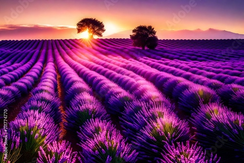 lavender field at sunset