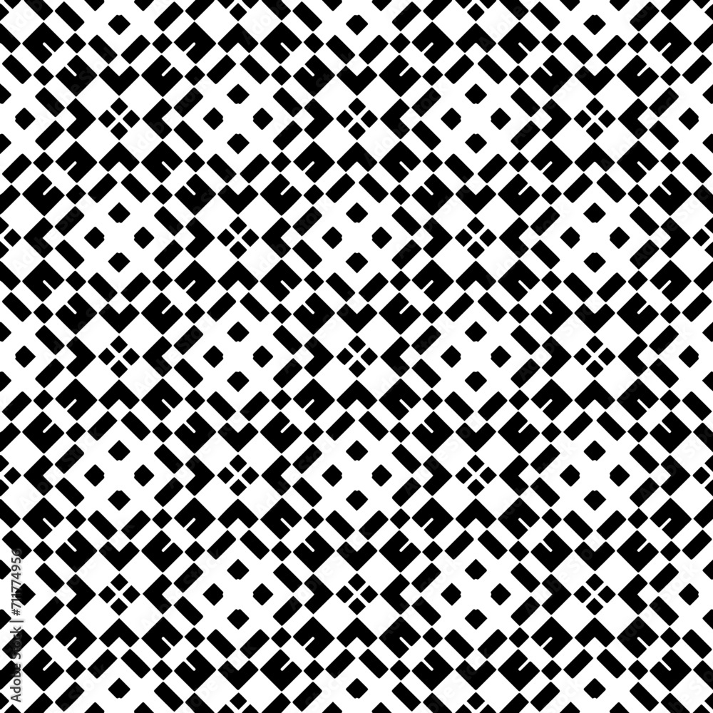 Abstract black figures on a whire background. Seamless texture for fashion, textile design,  on wall paper, wrapping paper, fabrics and home decor. Simple repeat pattern.