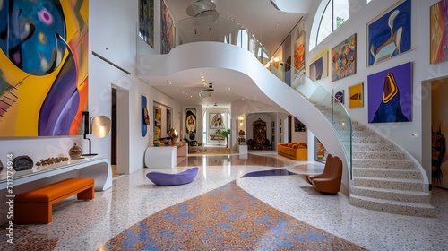 Colorful room with stairs