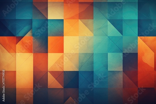 An eye-catching abstract background featuring a combination of colorful squares in different hues and shades, geometric abstract background, AI Generated