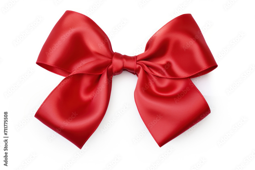 Shiny red satin ribbon and bow, a festive and elegant touch for gifts and celebrations.